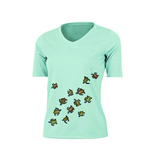 Baby Sea Turtles Short Sleeve V-Neck Performance Tee