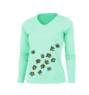 Baby Sea Turtles Long Sleeve V-Neck Performance Tee