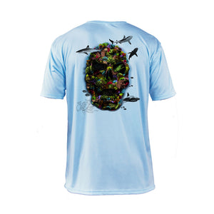 Color Coral Skull Short Sleeve Performance Tee