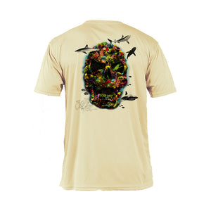 Color Coral Skull Short Sleeve Performance Tee