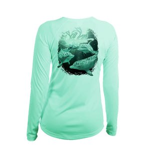 Dolphins Long Sleeve V-Neck Performance Tee