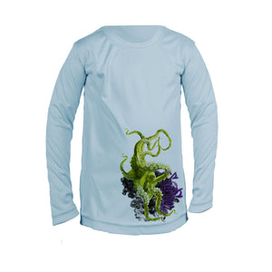 Green Octo Long Sleeve Youth Performance Tee