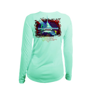 Hammerhead Dive Flag Long Sleeve V-Neck Performance Tee