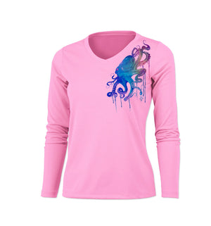 Octo Shoulder  Long Sleeve V-Neck Performance Tee