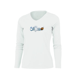 Scallop Long Sleeve V-Neck Performance Tee