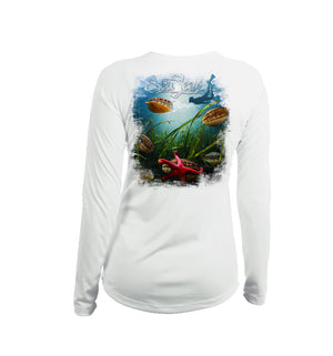 Scallop Long Sleeve V-Neck Performance Tee