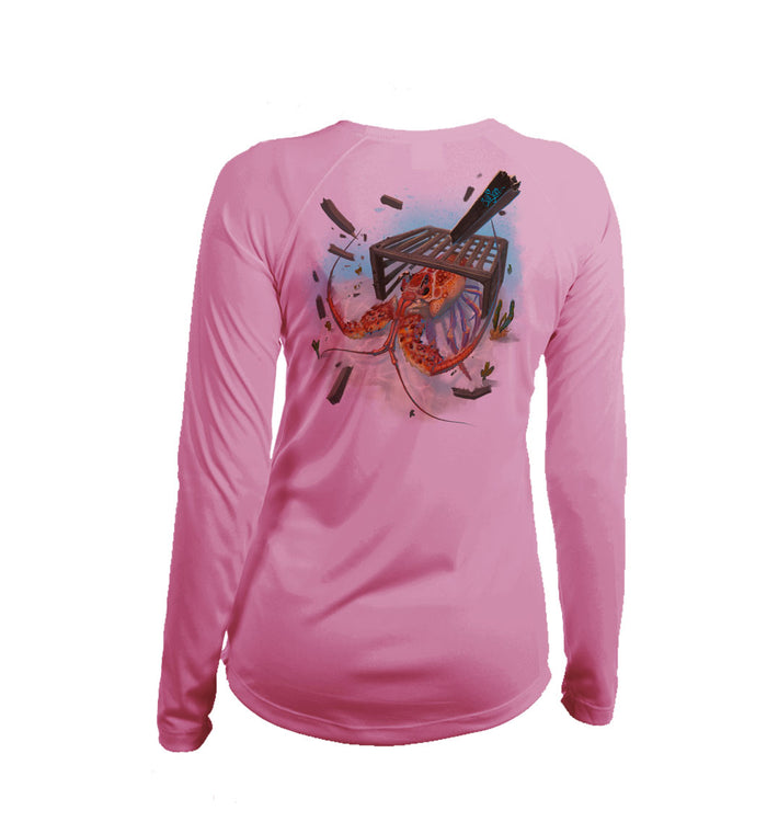 Angry Lobster  Long Sleeve V-Neck Performance Tee