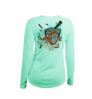 Angry Lobster  Long Sleeve V-Neck Performance Tee