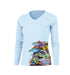 Coral Side Print Long Sleeve V-Neck Performance Tee