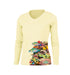 Coral Side Print Long Sleeve V-Neck Performance Tee