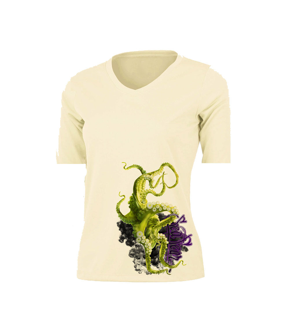 Green Octo V-Neck Performance Tee