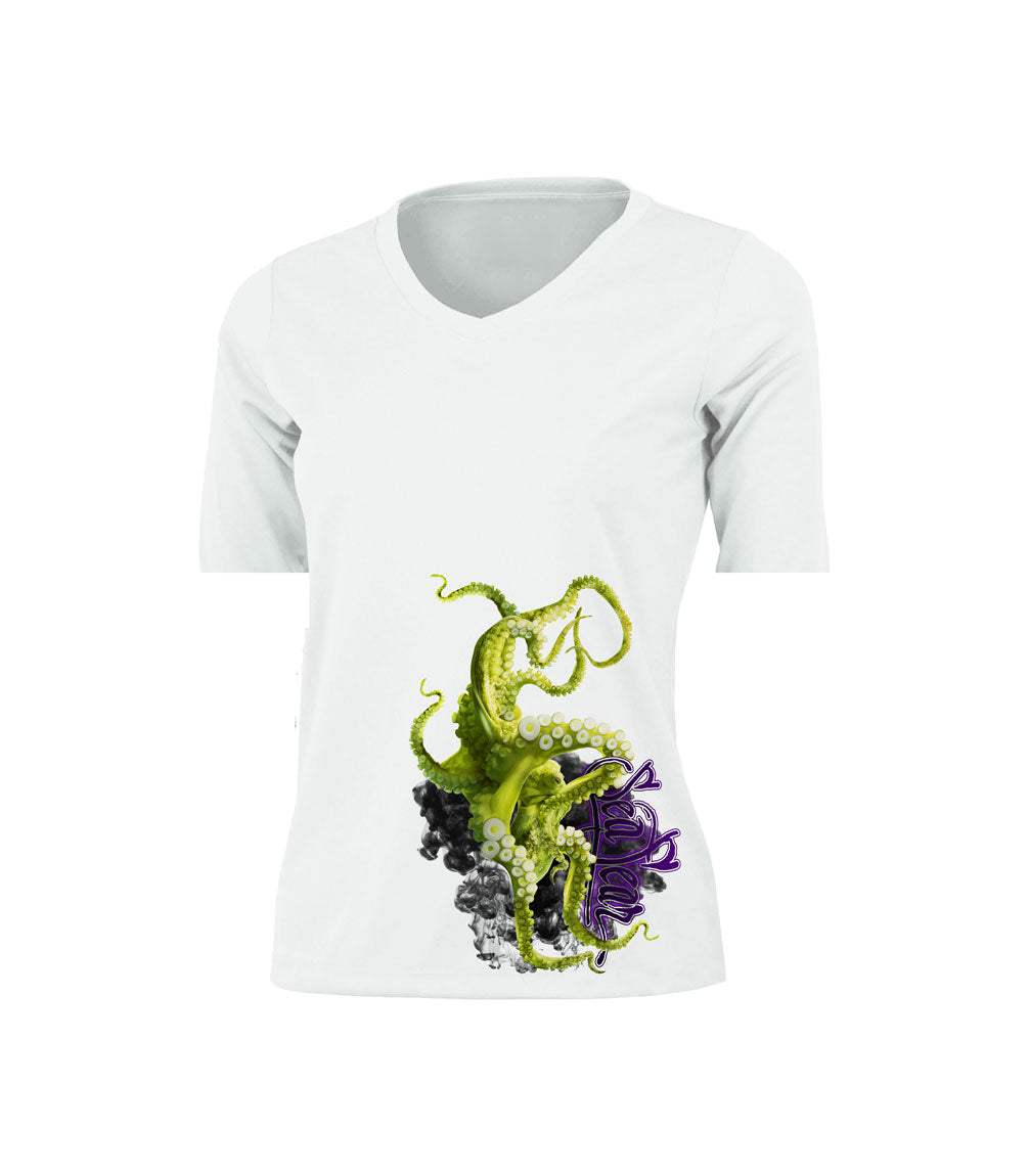 Green Octo V-Neck Performance Tee