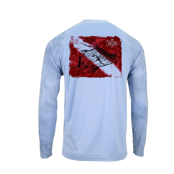 Hog Shadow Flag Long Sleeve Marble Front Tee