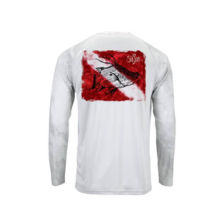 Hog Shadow Flag Long Sleeve Marble Front Tee