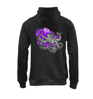 Inking Octo  Long Sleeve Cotton Blend Hoodie Black