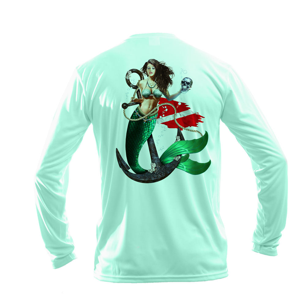 Mermaid Anchor Long Sleeve Unisex Performance Tee