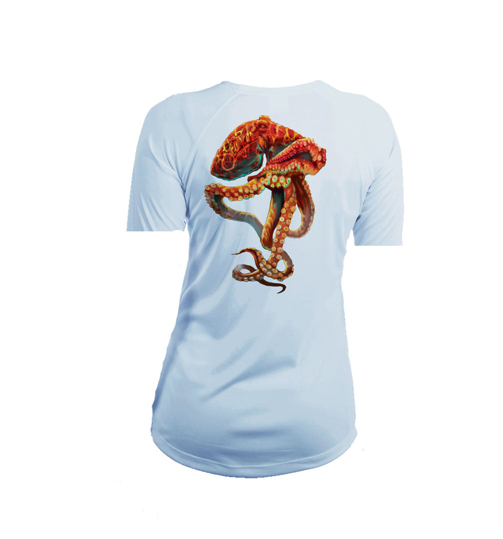 Orange Octo V-Neck Performance Tee