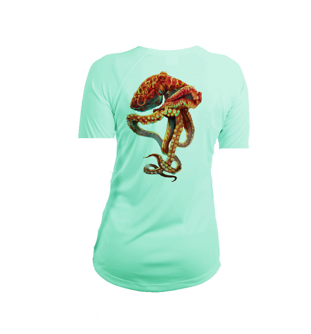 Orange Octo V-Neck Performance Tee