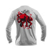 Red Octopus Long Sleeve Performance Tee in Black – back view – Sea Fear UPF 50+ apparel