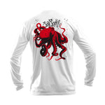 Red Octopus Long Sleeve Performance Tee in Black – back view – Sea Fear UPF 50+ apparel