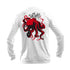 Red Octopus Long Sleeve Performance Tee in Black – back view – Sea Fear UPF 50+ apparel