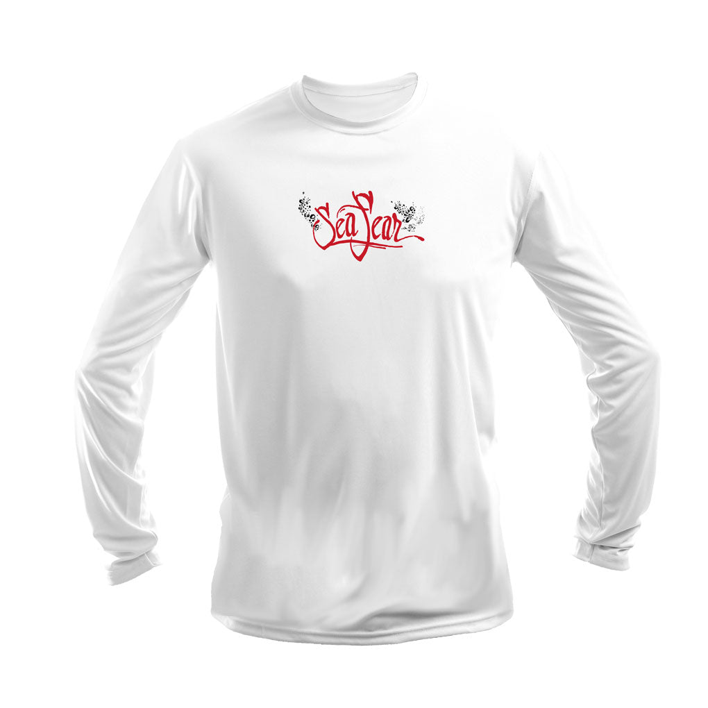 Red Octopus Long Sleeve Performance Tee in Black – front view – Sea Fear UPF 50+ apparel