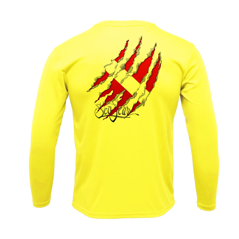 Torn Flag Long Sleeve Performance Tee in Neon Yellow – Sea Fear UPF 50+ apparel