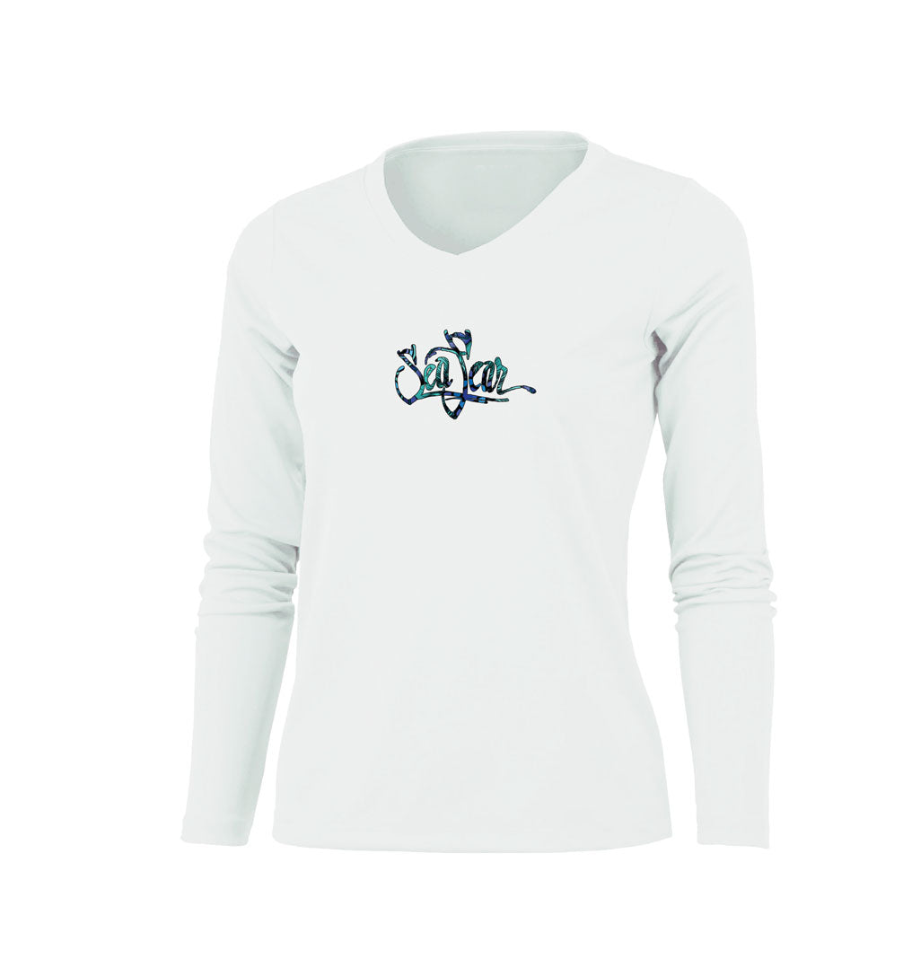 Tribal Ray Long Sleeve V-Neck Performance Tee – front view – Sea Fear UPF 50+ apparel