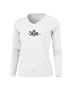 Inking Octopus Long Sleeve V-Neck Performance Tee in White – front view – Sea Fear UPF 50+ apparel