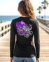 Inking Octopus Long Sleeve V-Neck Performance Tee in Black – back view – Sea Fear UPF 50+ apparel