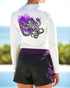 Inking Octopus Long Sleeve V-Neck Performance Tee in White – back view – Sea Fear UPF 50+ apparel