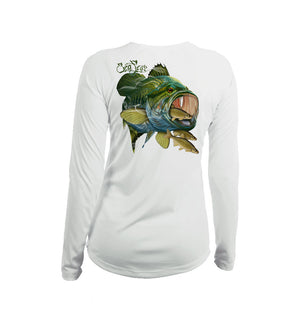 Large Mouth Bass Long Sleeve V-Neck Performance Tee