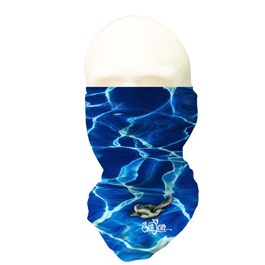 Sea Fear Blue Water Turtle Multi-Wear Sun Gaiter, UPF 50+ sun protection neck gaiter