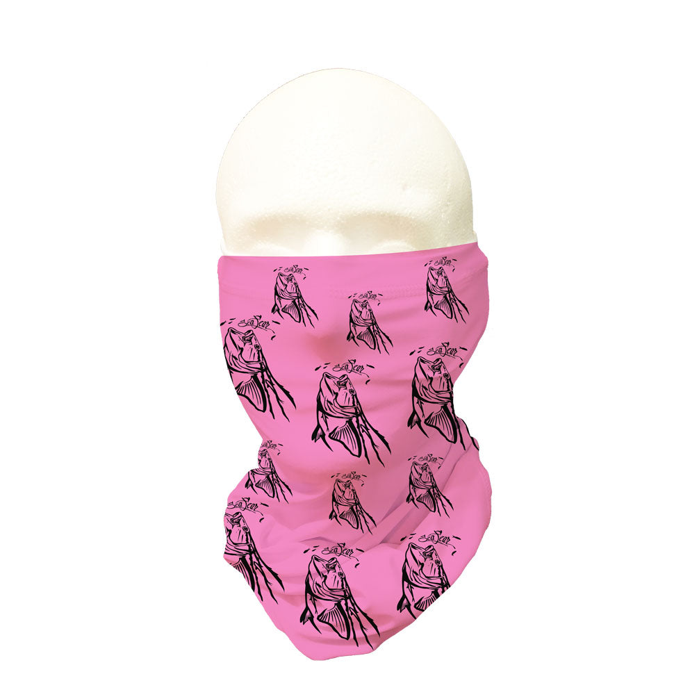 Sea Fear Cobia Multi-Wear Sun Gaiter in neon pink, UPF 50+ sun protection neck gaiter