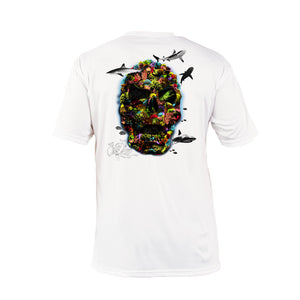Color Coral Skull Short Sleeve Performance Tee