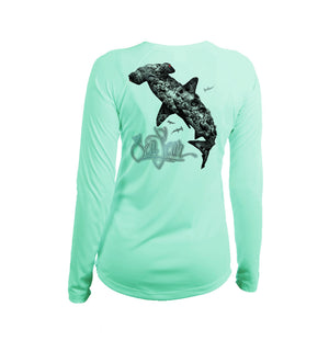 Hammerhead Coral Long Sleeve V-Neck Performance Tee