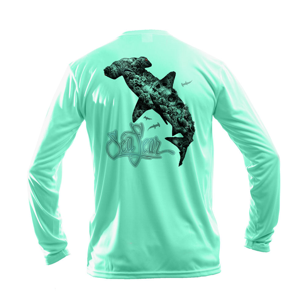 Coral Hammerhead Long Sleeve Performance Tee in Sea Grass – Sea Fear UPF 50+ apparel