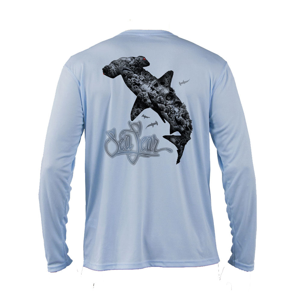 Coral Hammerhead Long Sleeve Performance Tee in Arctic Blue – Sea Fear UPF 50+ apparel