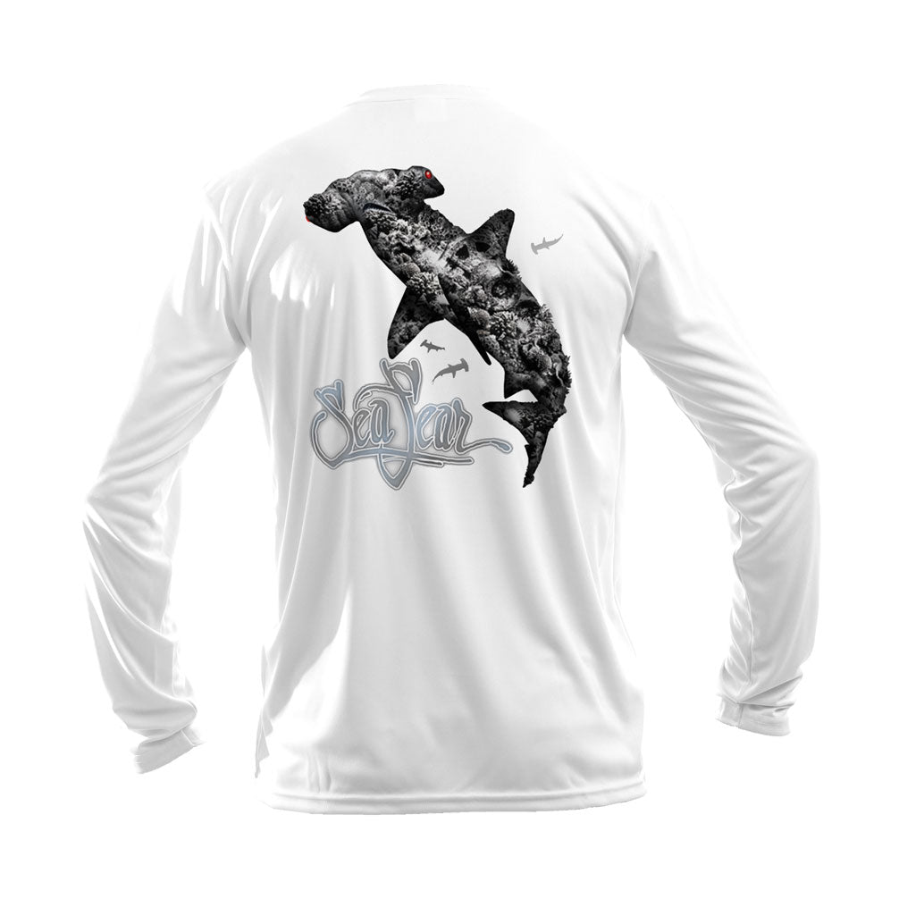 Coral Hammerhead Long Sleeve Performance Tee in White – Sea Fear UPF 50+ apparel