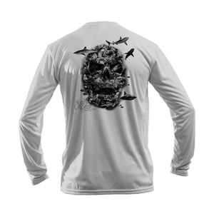 Coral Reef Skull Long Sleeve Performance Tee