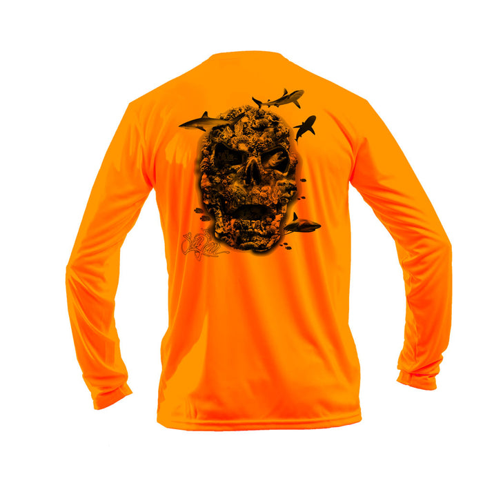 Coral Reef Skull Long Sleeve Performance Tee