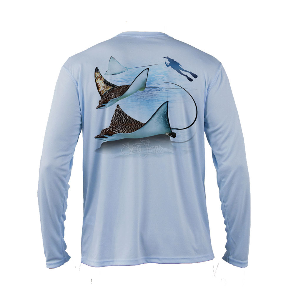 Eagle Ray Long Sleeve Performance Tee in Arctic Blue – Sea Fear UPF 50+ apparel