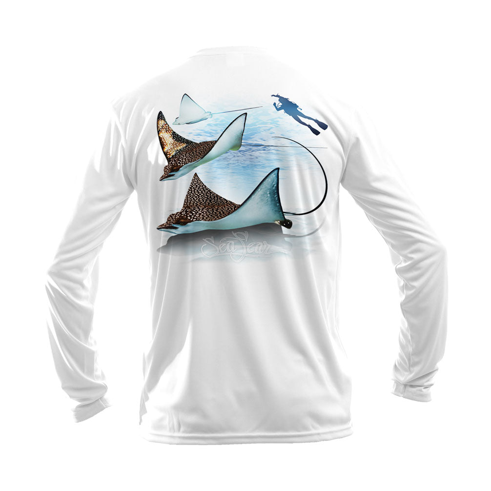 Eagle Ray Long Sleeve Performance Tee in White – Sea Fear UPF 50+ apparel