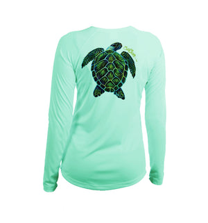 Electric Turtle Long Sleeve V-Neck Performance Tee