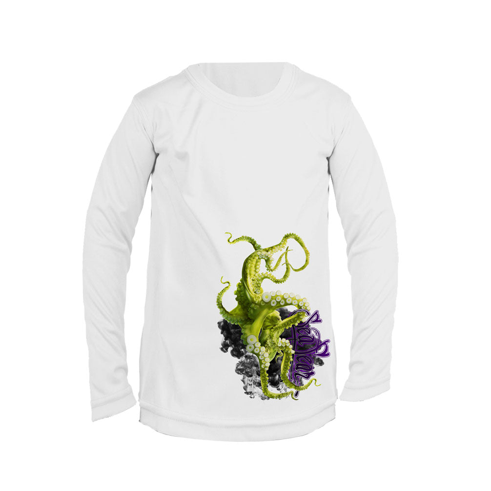 Green Octopus Long Sleeve Youth Performance Tee