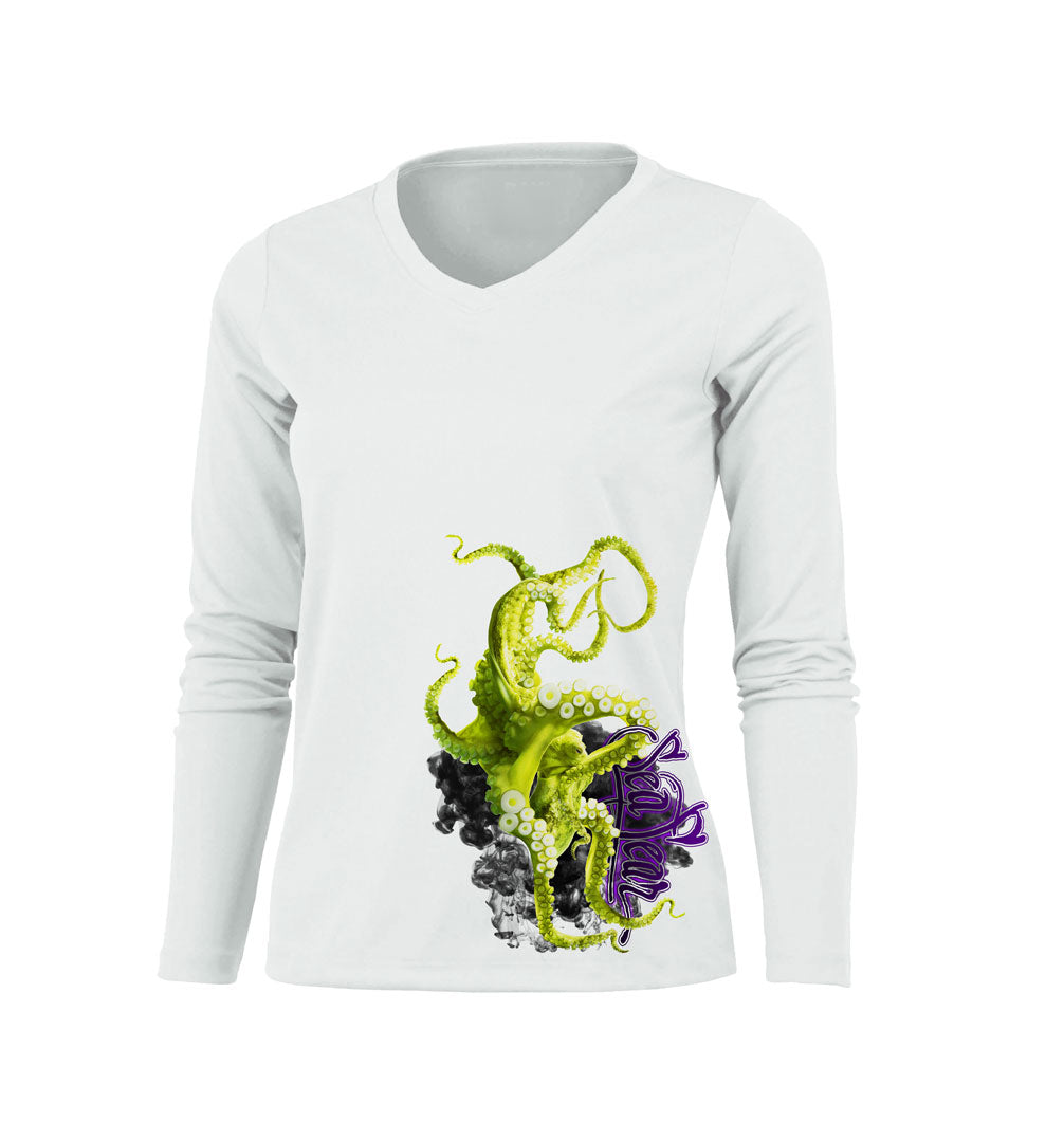 Green Octo V-Neck Performance Tee
