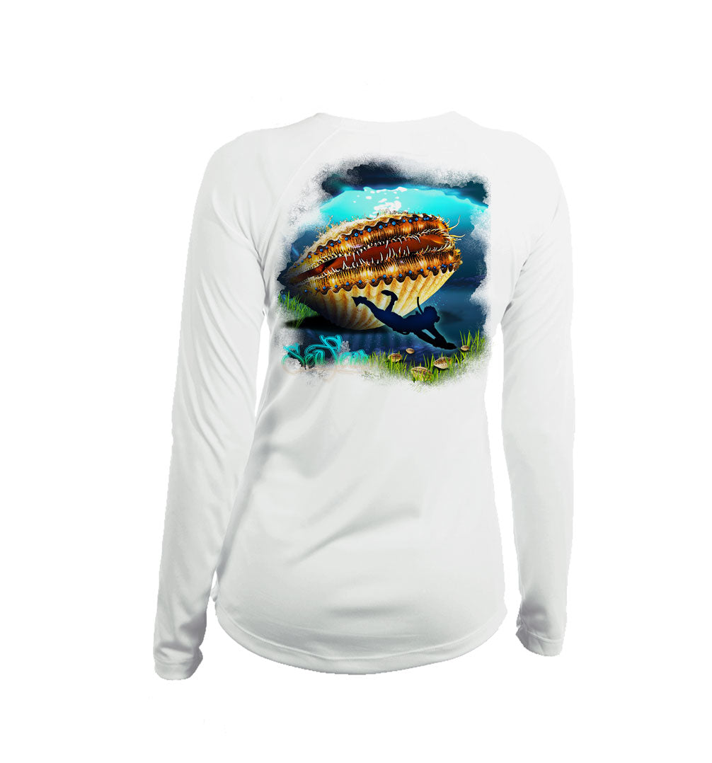 Hangry Scallop Long Sleeve Women's VNeck Performance Tee