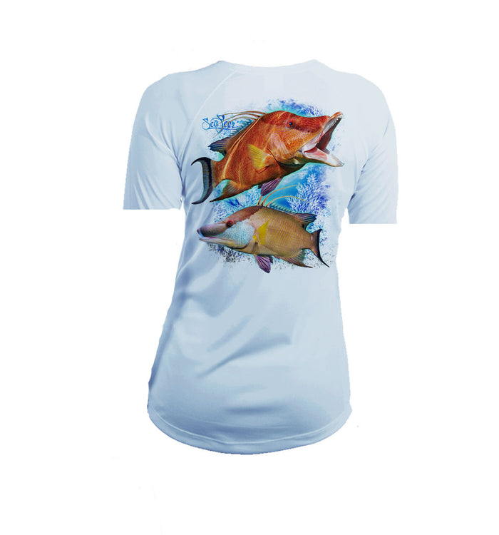 Hogfish Coral Short Sleeve V-Neck Performance Tee