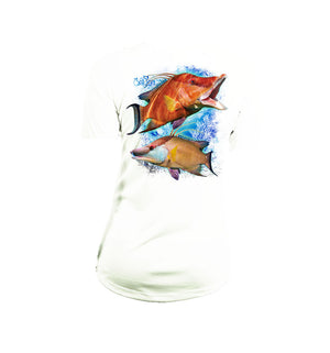 Hogfish Coral Short Sleeve V-Neck Performance Tee
