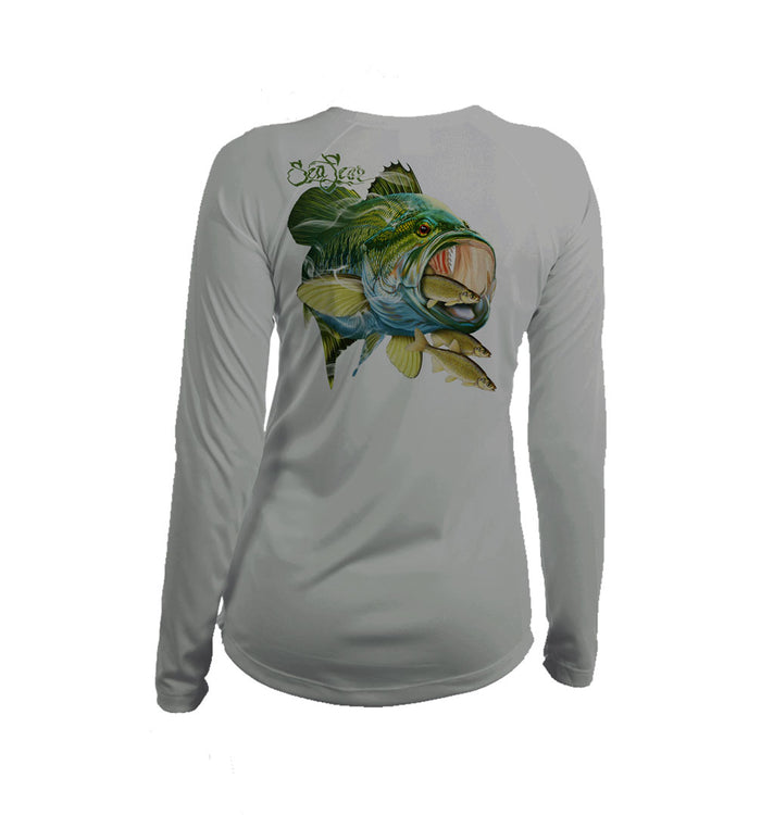 Large Mouth Bass Long Sleeve V-Neck Performance Tee